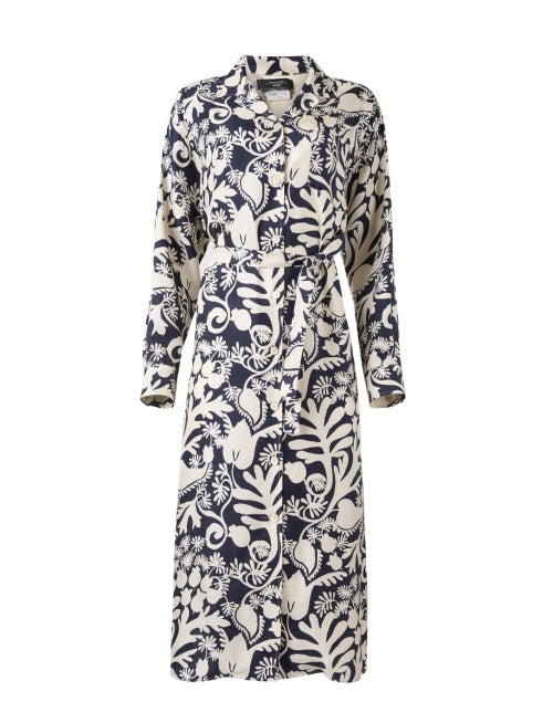 Gaia Black and White Print Silk Shirt Dress Halsbrook