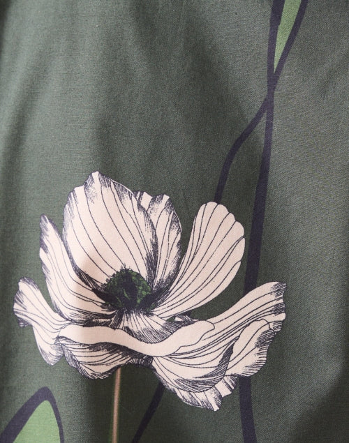 Aileen Green Poppy Print Cotton Top