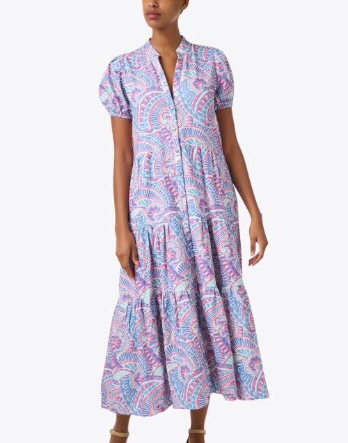 Sail to Sable Blue and Pink Kaleidoscope Print Dress Size 12