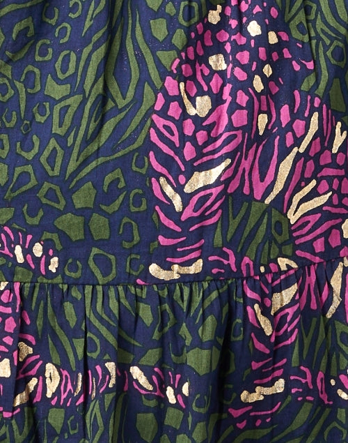 Monaco Green and Pink Print Cotton Dress