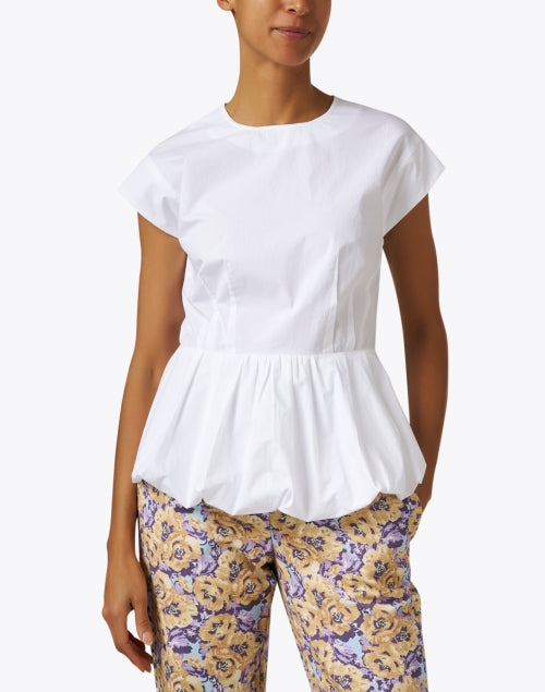 White Cotton Poplin Peplum Top Halsbrook