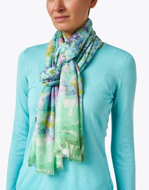 Multi Floral Print Silk Cashmere Scarf Halsbrook