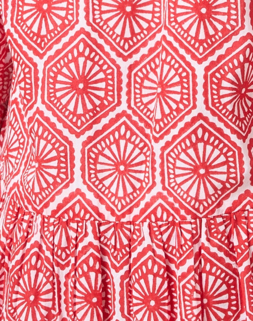 Deauville Red Tile Print Shirt Dress